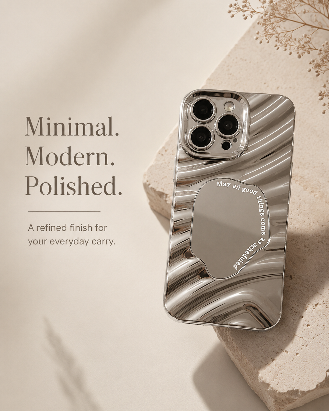Sculpted Chrome Wave Mirror Case for iPhone 12–17 Series