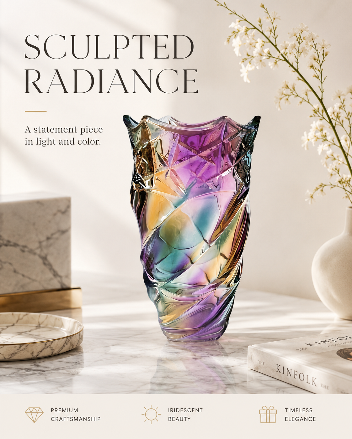 Aurora Prism Sculptural Vase