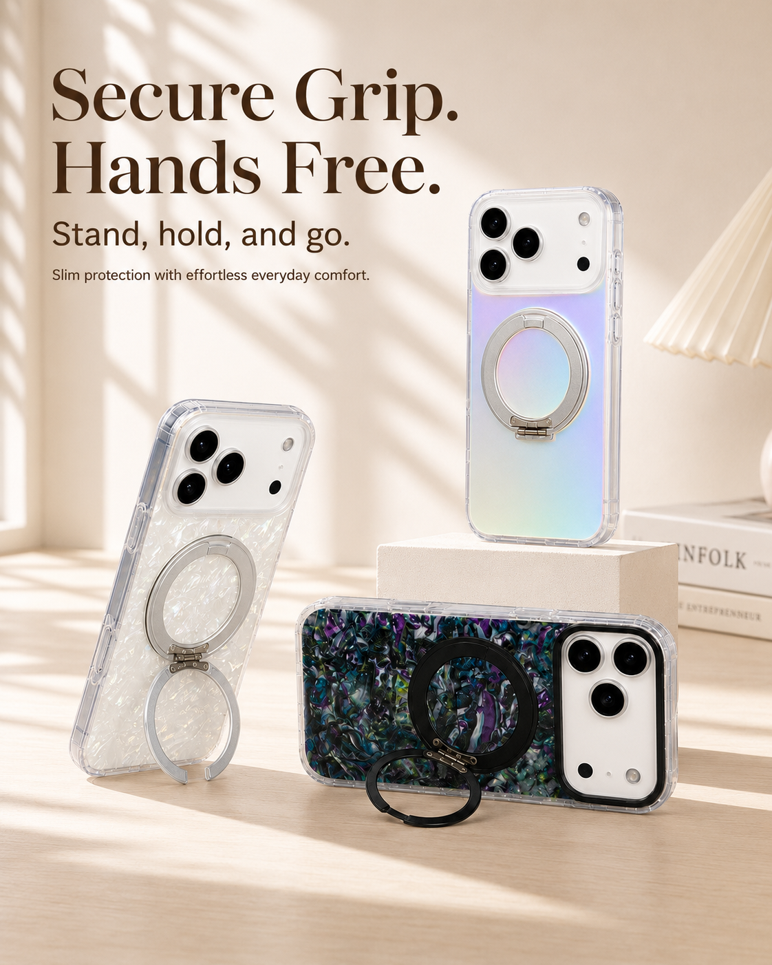 LustreShell Magnetic Ring Stand Case for iPhone