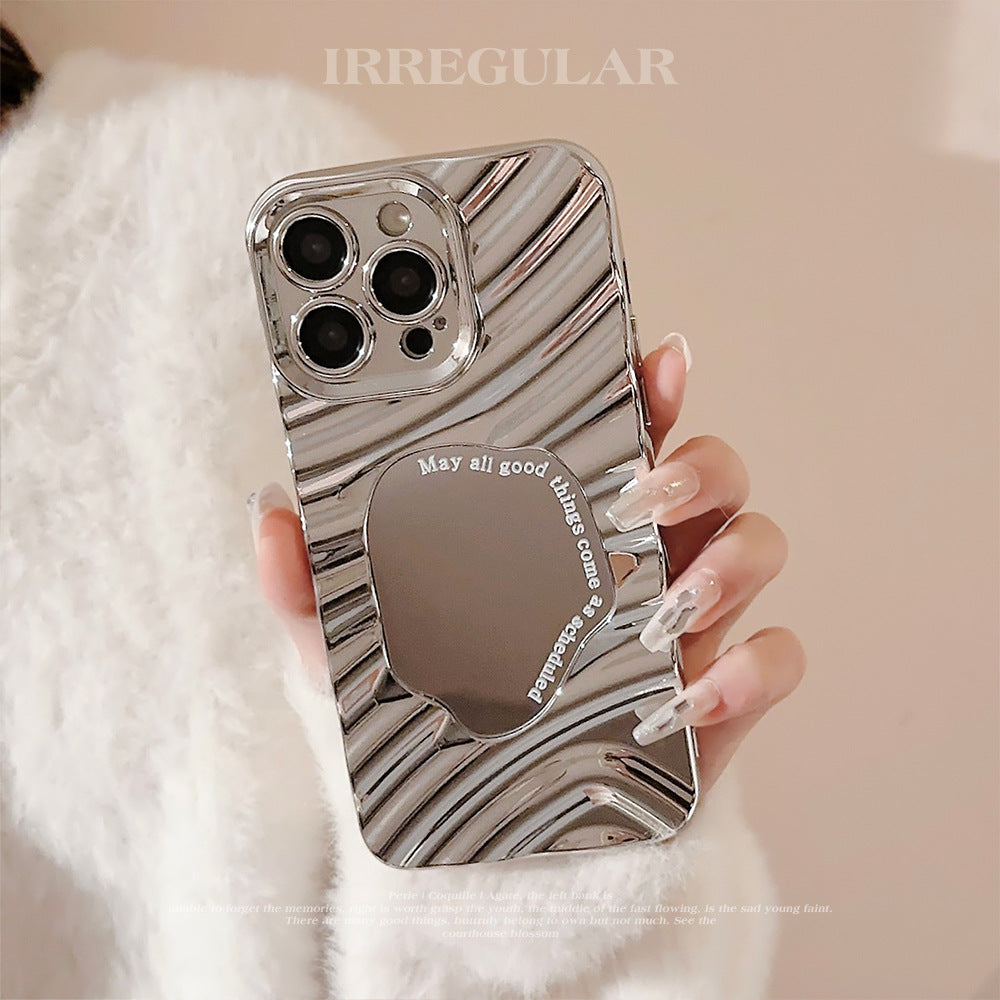 Sculpted Chrome Wave Mirror Case for iPhone 12–17 Series