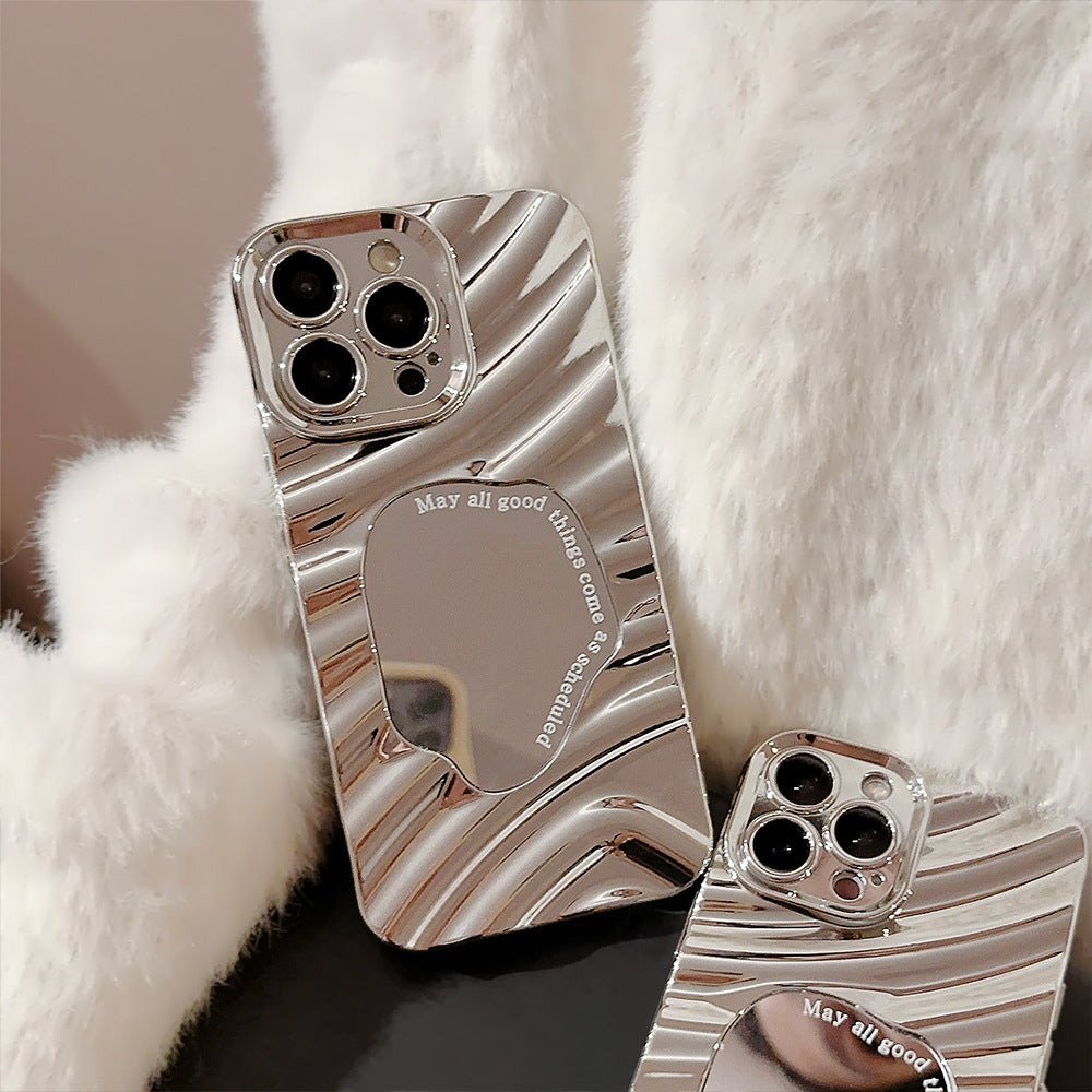 Sculpted Chrome Wave Mirror Case for iPhone 12–17 Series