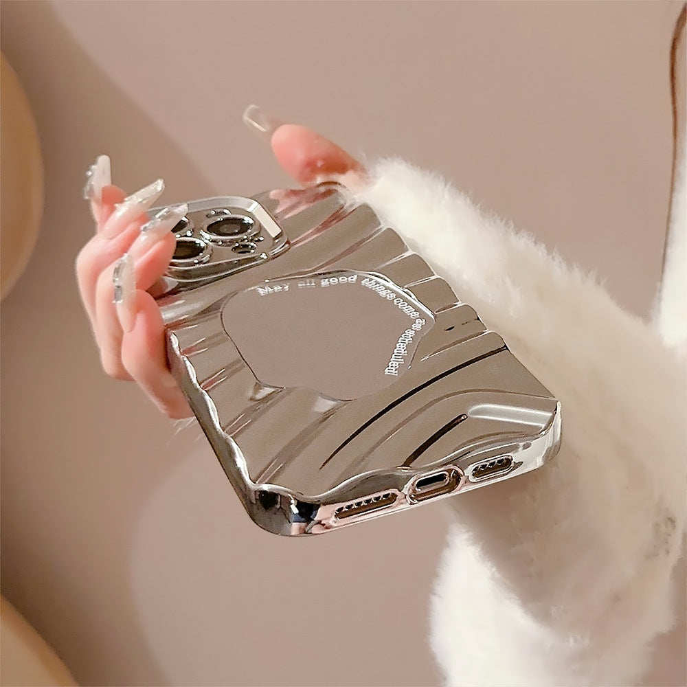 Sculpted Chrome Wave Mirror Case for iPhone 12–17 Series