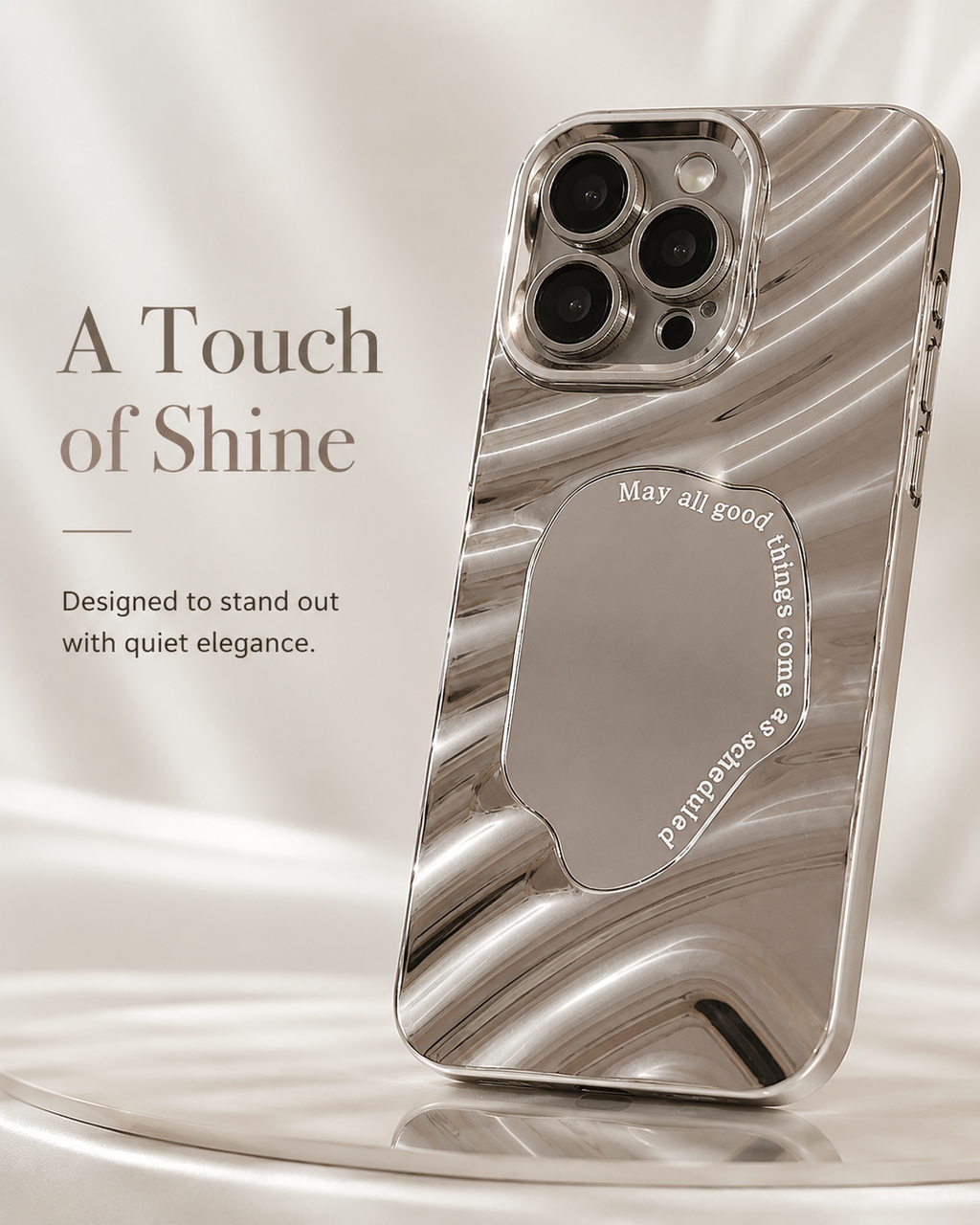 Sculpted Chrome Wave Mirror Case for iPhone 12–17 Series